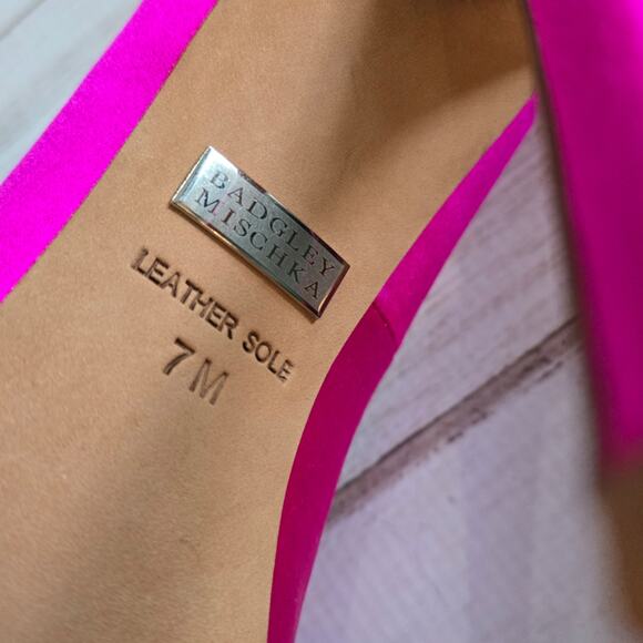 Badgley Mischka Kiara Stacked Heel Stiletto Open Toe Pumps Pink sz 7 - Picture 5 of 9